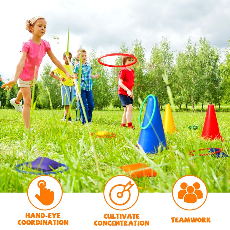 Alyoen 31 PCS Christmas Carnival Games, 3 in 1 Indoor Outdoor Bean Bag Ring Toss Games for Kids Birthday Party, Plastic Soft Cones Yard Lawn Game for Family Party Kid's Gift - Image 3